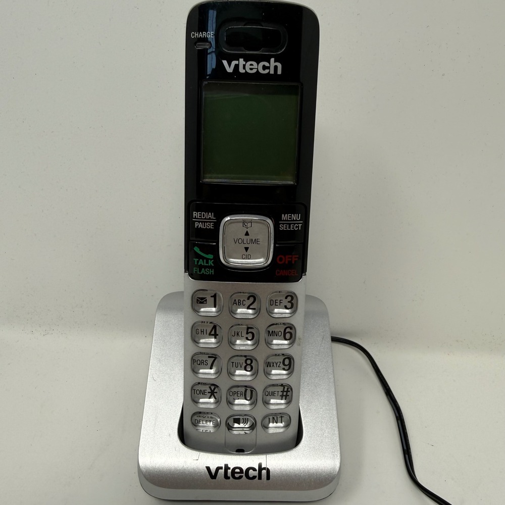 VTech Cordless Expansion Handset with Charging Base Silver Black Full Duplex